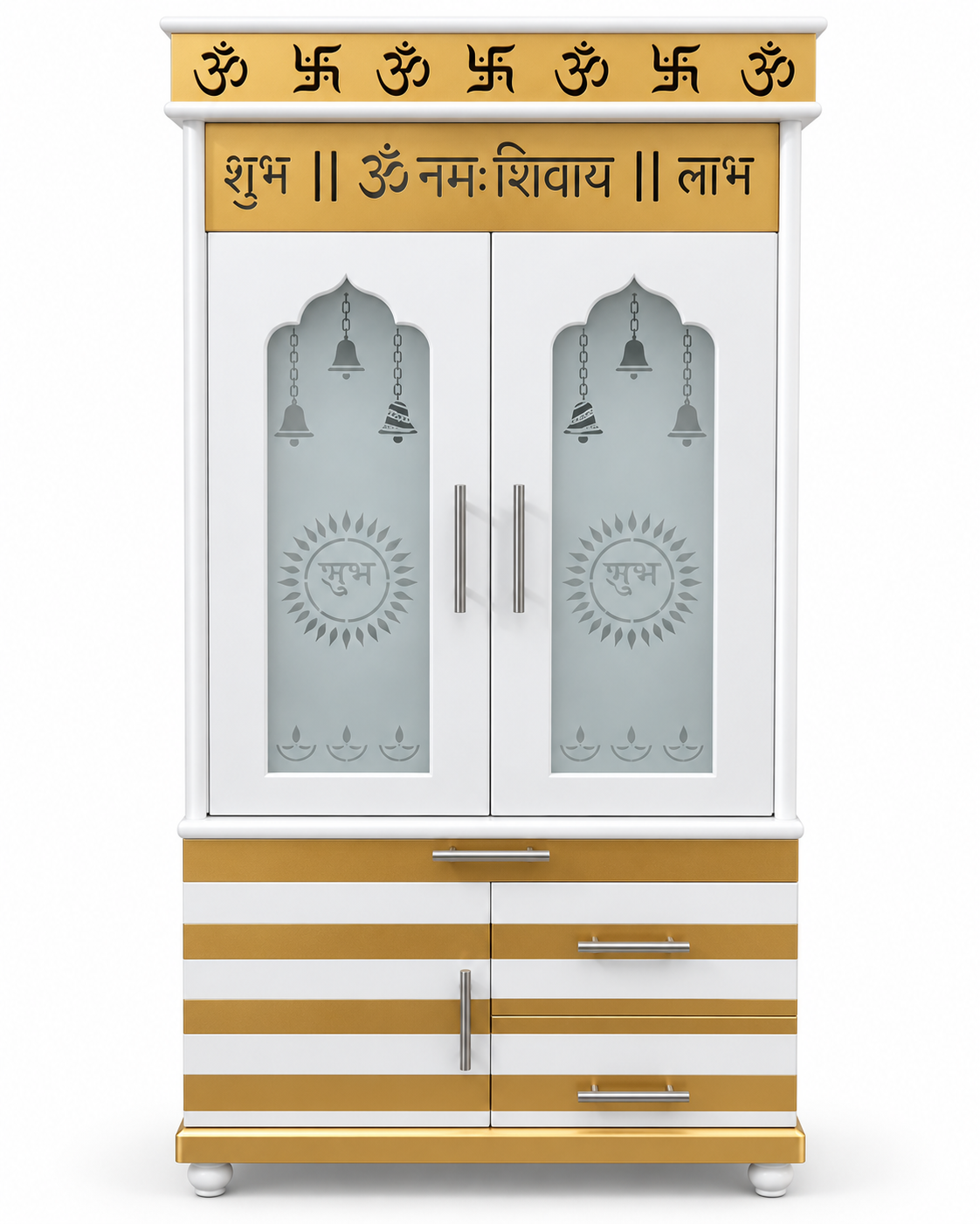 Teak Floor Mandir with Doors image 1