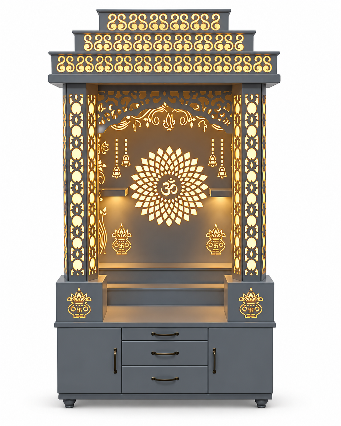 Glass Panel Modern Mandir image 1